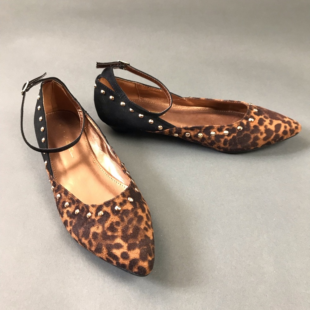 C Label Studded Leopard Print Flats
